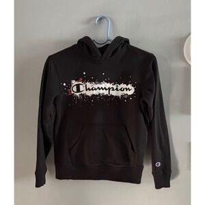 Kids Champion Hoodie Black Authentic sweatshirt Splash Logo Size M